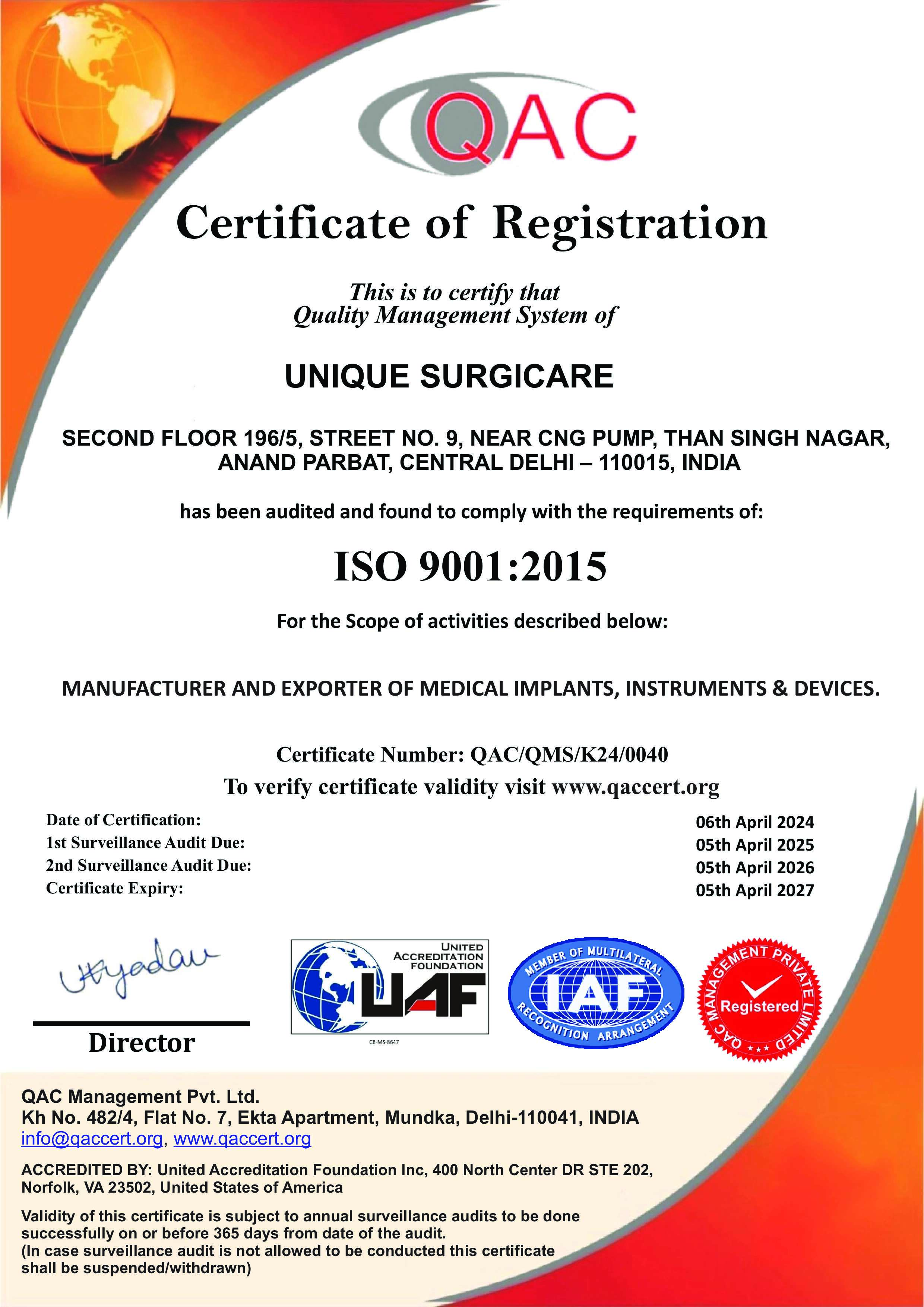 Certificate of Registration 